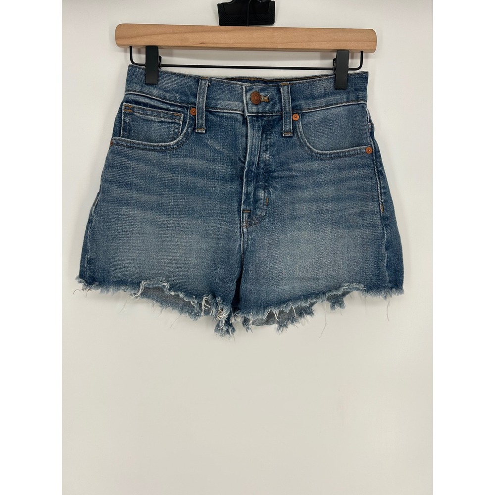 Madewell The Perfect Jean‎ Shorts Blue Denim Fray AJ248 Cotton Womens Size 24